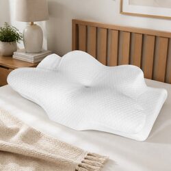 Cervical Neck Pillow Ergonomic Support Contoured Cooling Memory Foam Sleep