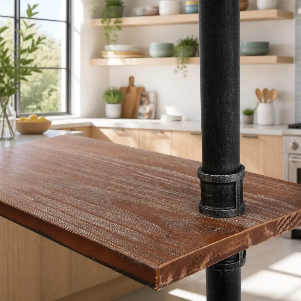 DIY Pipe Shelf 3 Tiers Rustic Industrial Wall Mounted Display Unit for Home Office Café 61 x 25 x 98.5cm