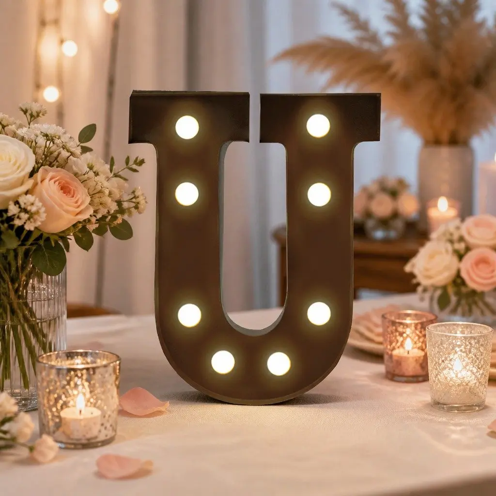 LED Metal Letter Lights Free Standing Marquee Alphabet Numbers Wedding Party