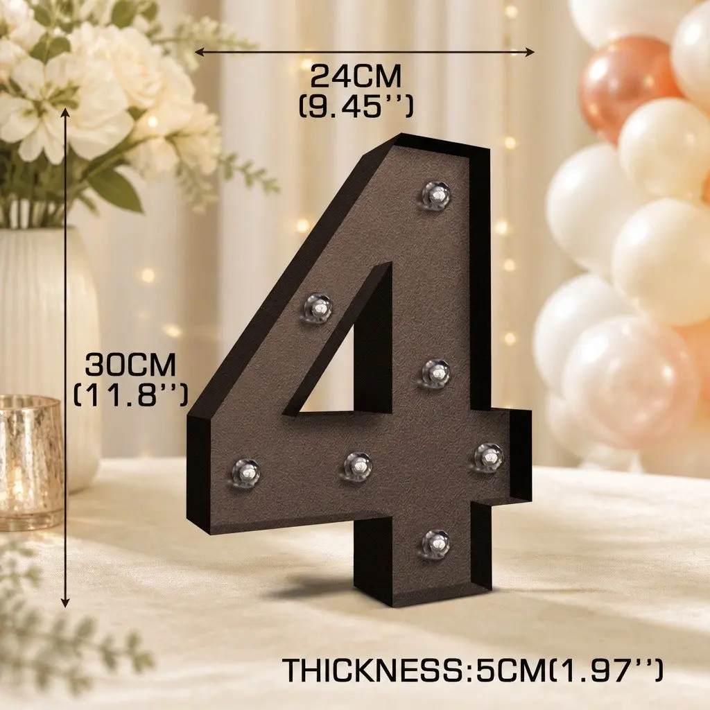 LED Metal Number Light for Party Wedding Decoration 12 Inch