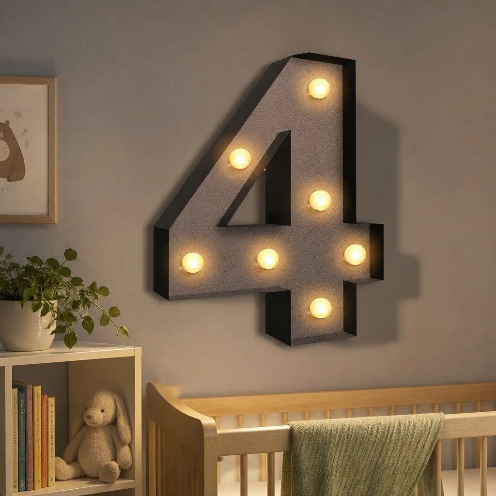 LED Metal Number Light for Party Wedding Decoration 12 Inch