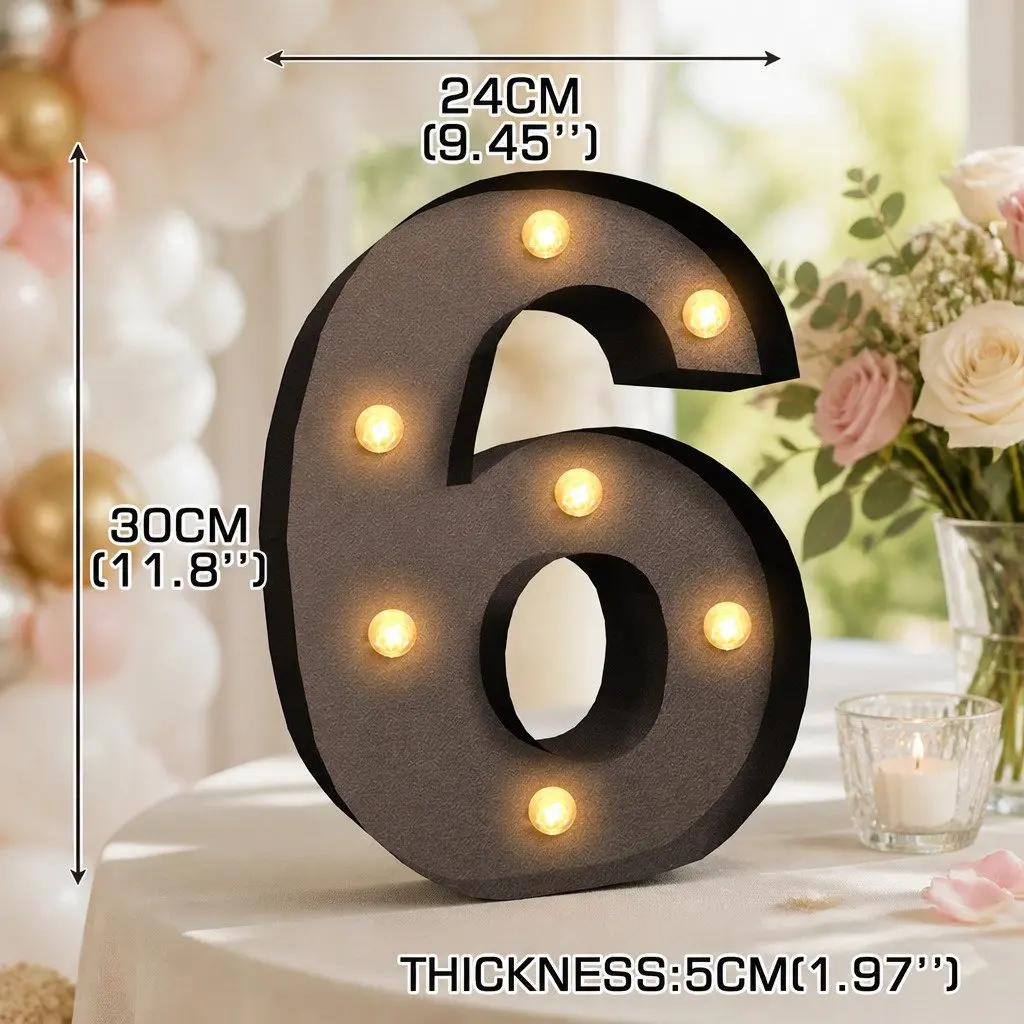 LED Metal Number Lights Home Decor Freestanding Size