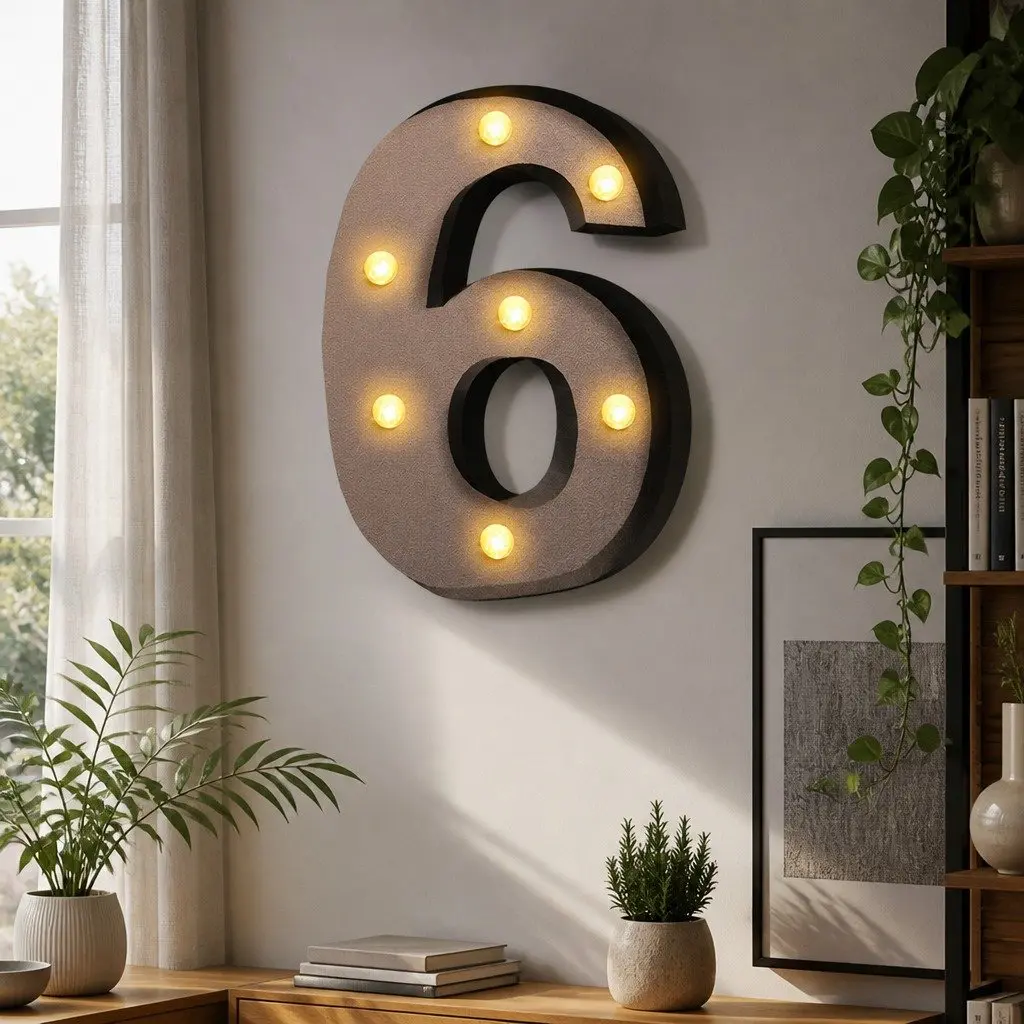 LED Metal Number Lights Home Decor Freestanding Size