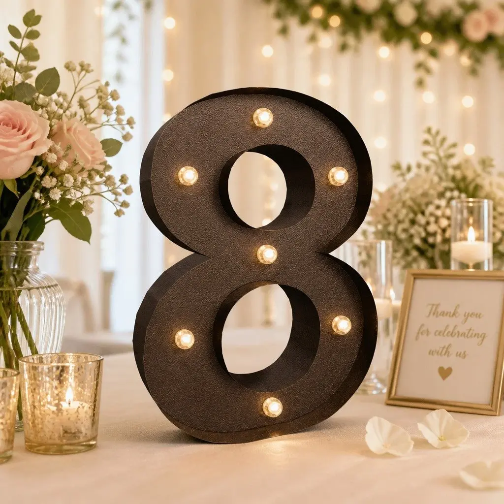 LED Number Lights Free Standing Metal Marquee Party Wedding Home Decoration