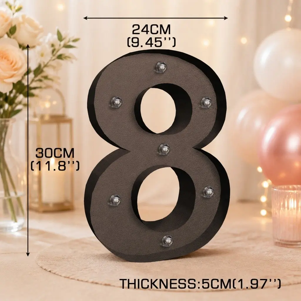 LED Number Lights Free Standing Metal Marquee Party Wedding Home Decoration