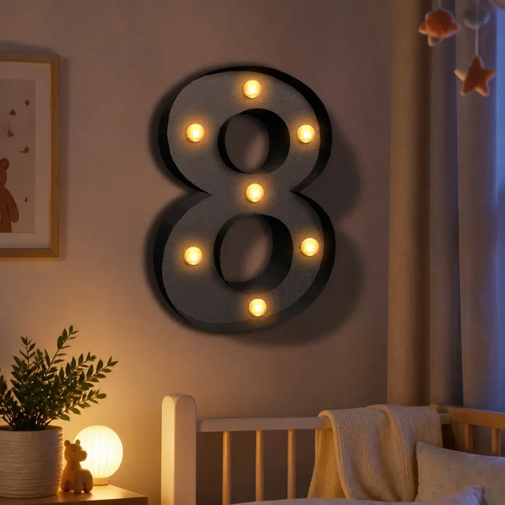 LED Number Lights Free Standing Metal Marquee Party Wedding Home Decoration