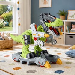 Kids Dinosaur Ride On Car – 56cm Green Push Toy with Mist