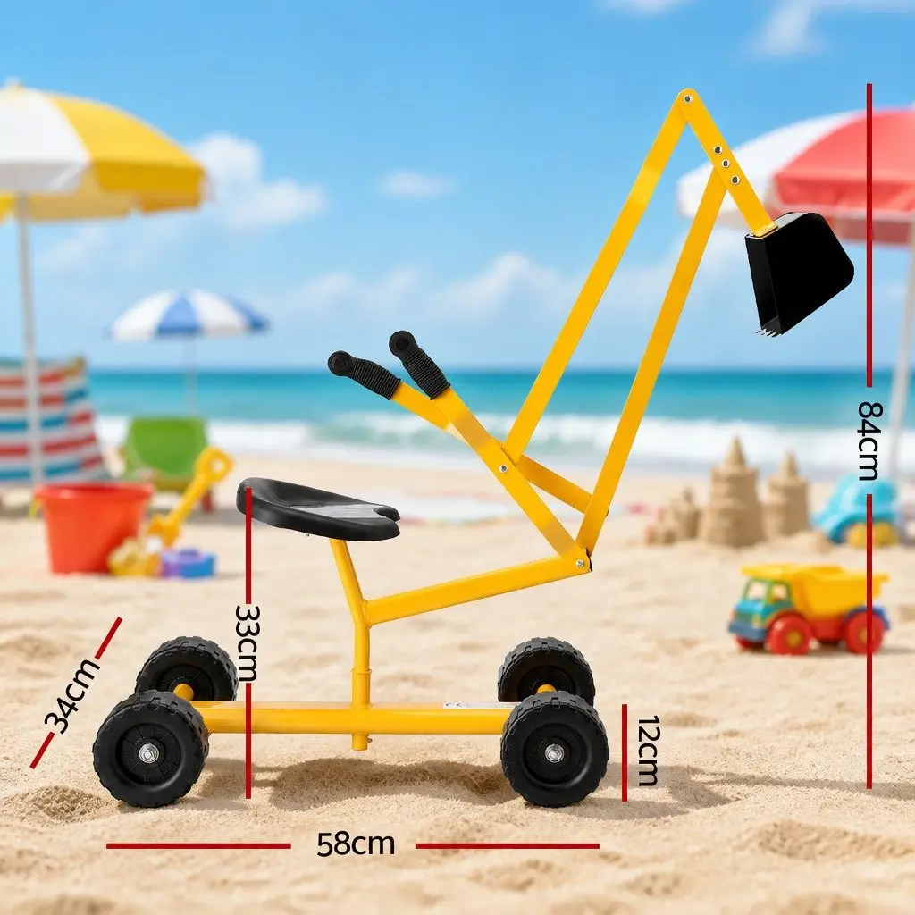 Kids Ride On Digger Bulldozer Sandpit Play Toy Rotating Seat Yellow Construction