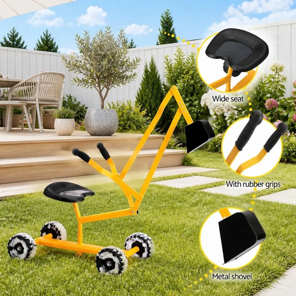 Ride On Digger Toy Outdoor Play Set with Sand Water Table for Kids