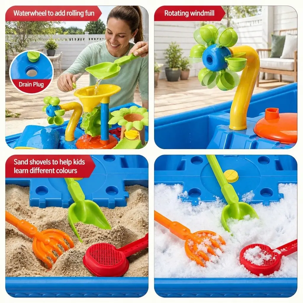 Ride On Digger Toy Outdoor Play Set with Sand Water Table for Kids