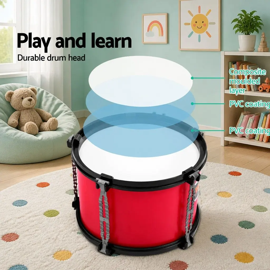 Kids 7 Drum Set Junior Musical Instrument Play Toy Drums Stool Drumsticks Red