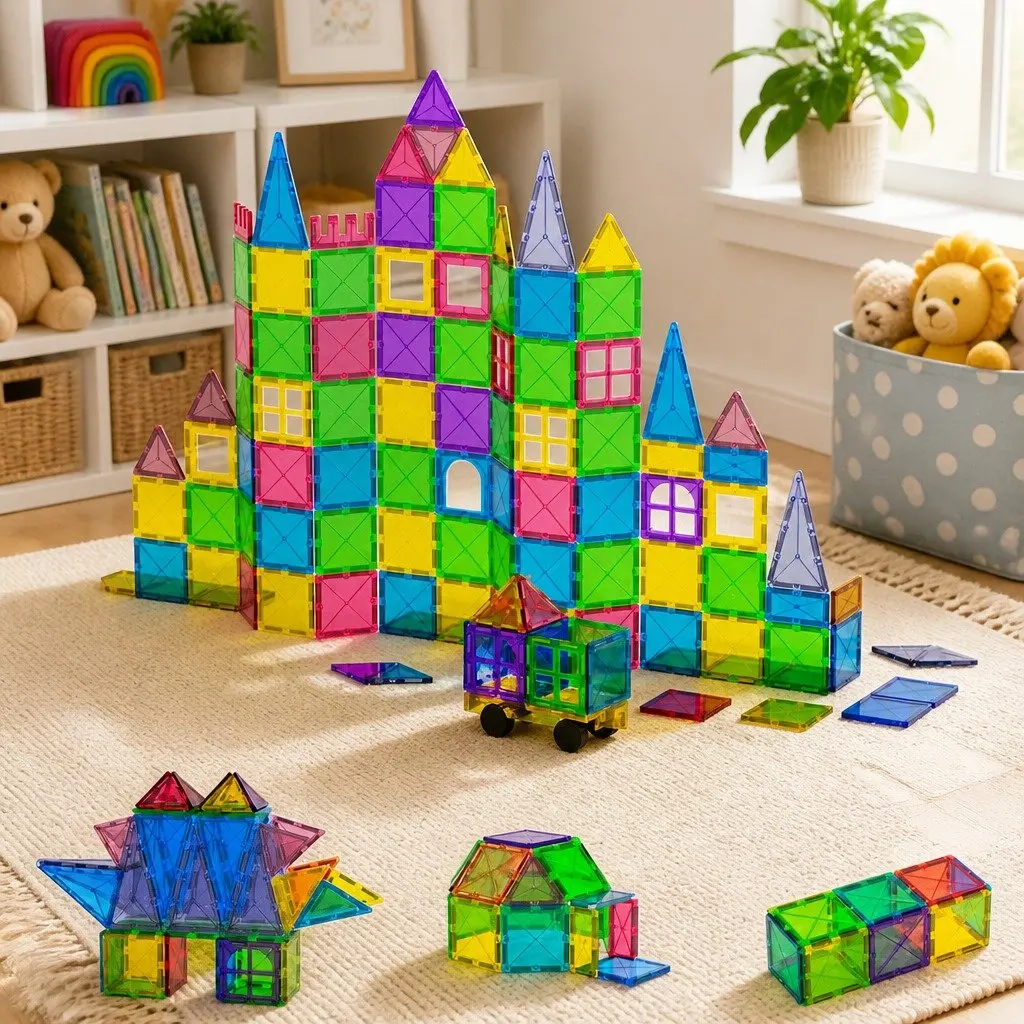 Magnetic Tiles Building Blocks 100pcs Kids Educational Construction Toys STEM