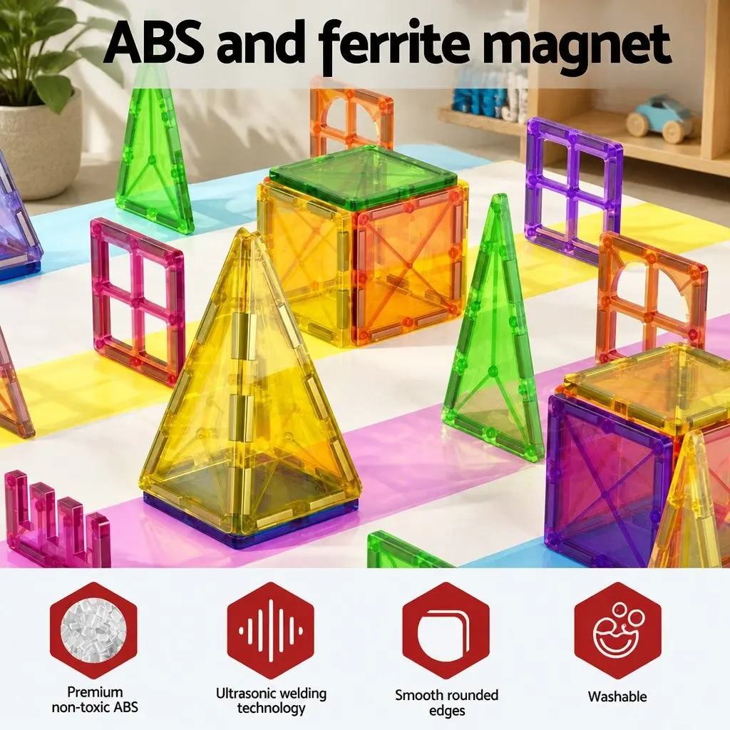 Magnetic Tiles Building Blocks 100pcs Kids Educational Construction Toys STEM