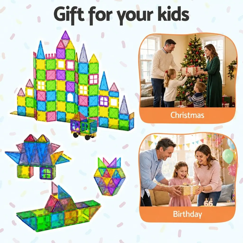 Magnetic Tiles Building Blocks 100pcs Kids Educational Construction Toys STEM