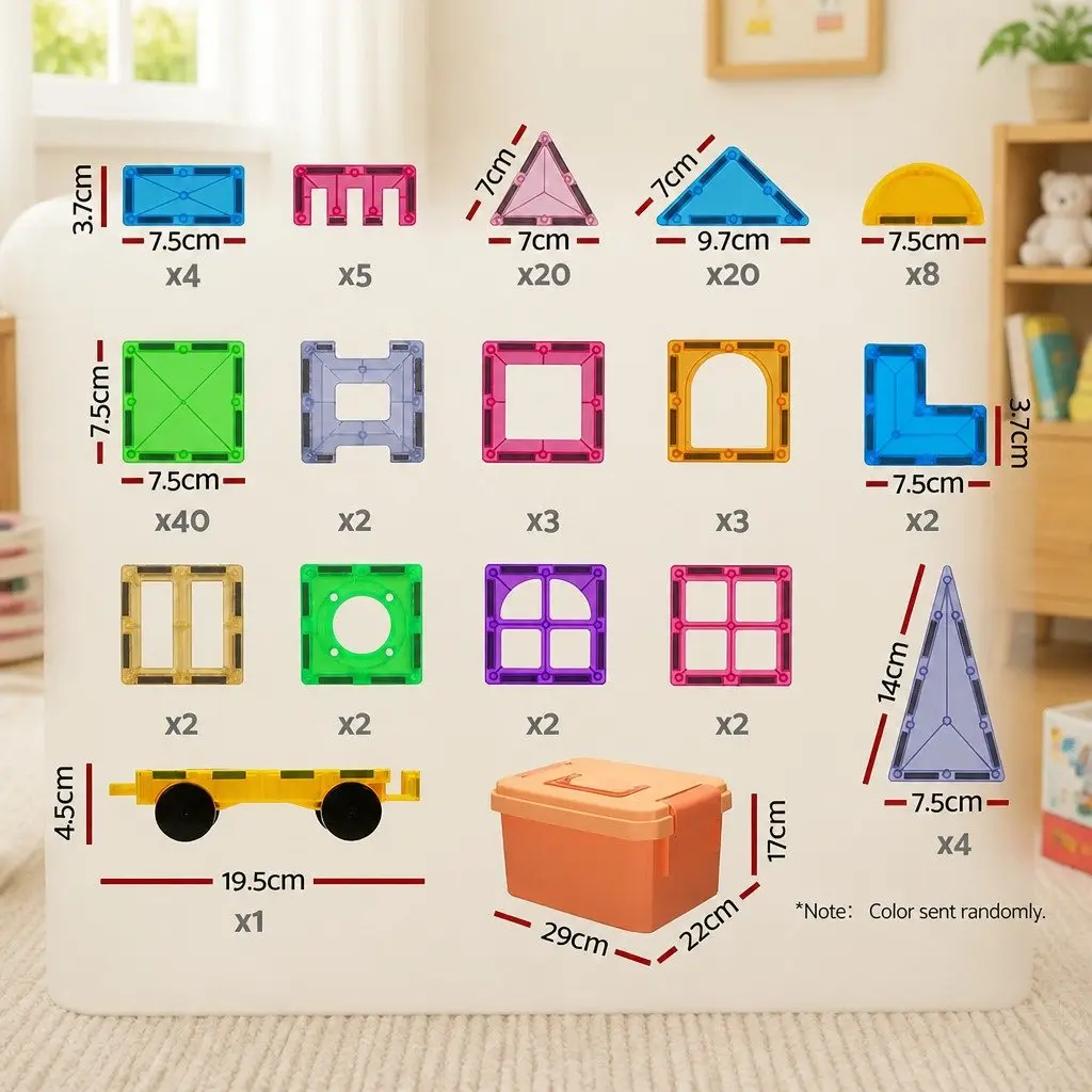 Magnetic Tiles Building Blocks Set 120pcs Kids STEM Educational Toy Playset