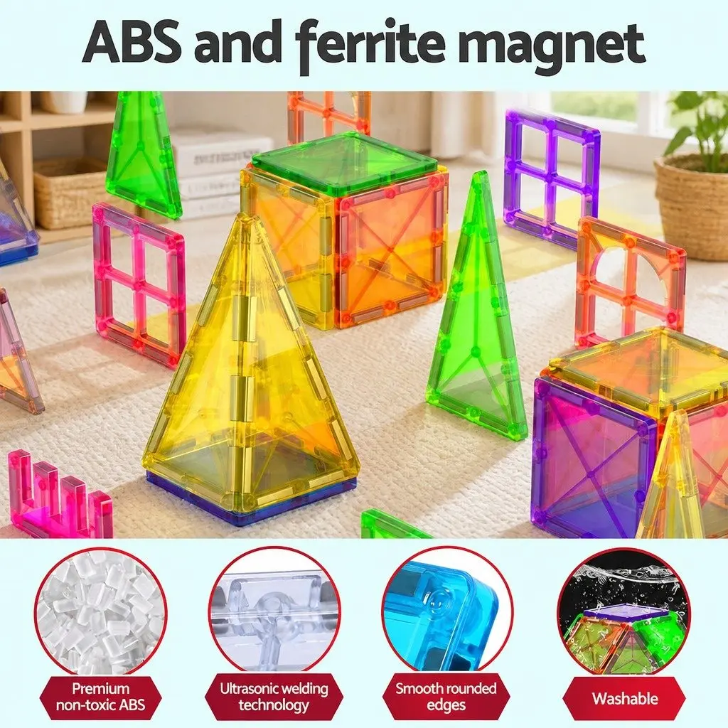 Magnetic Tiles Building Blocks Set 120pcs Kids STEM Educational Toy Playset