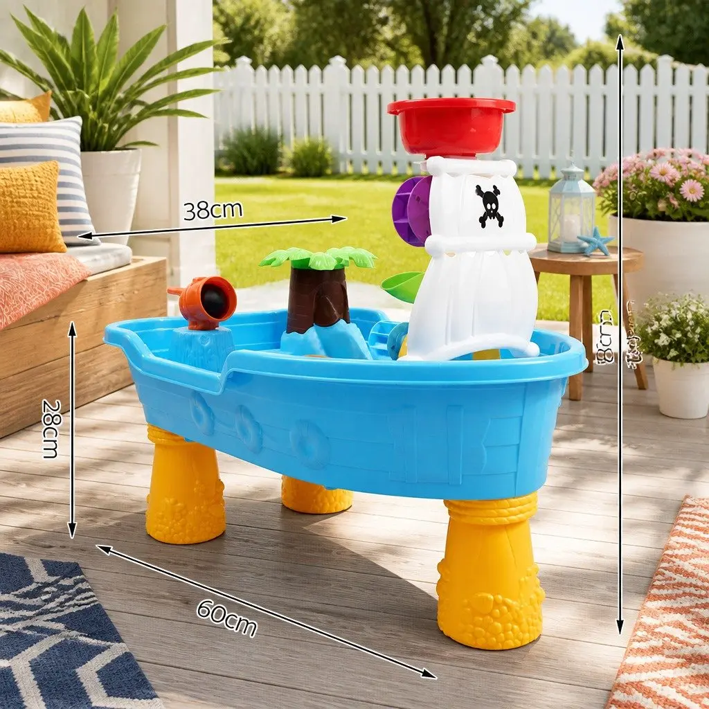 Sand Water Table Outdoor Play Set for Kids 3 Years Pirate Ship Theme Multi-coloured