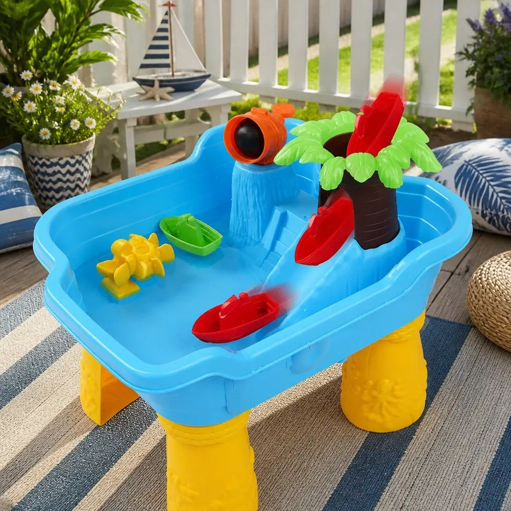 Sand Water Table Outdoor Play Set for Kids 3 Years Pirate Ship Theme Multi-coloured