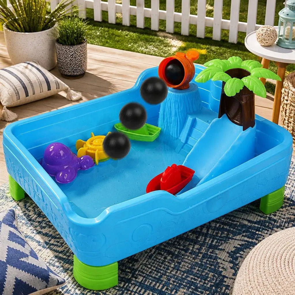 Sand Water Table Outdoor Play Set for Kids 3 Years Pirate Ship Theme Multi-coloured