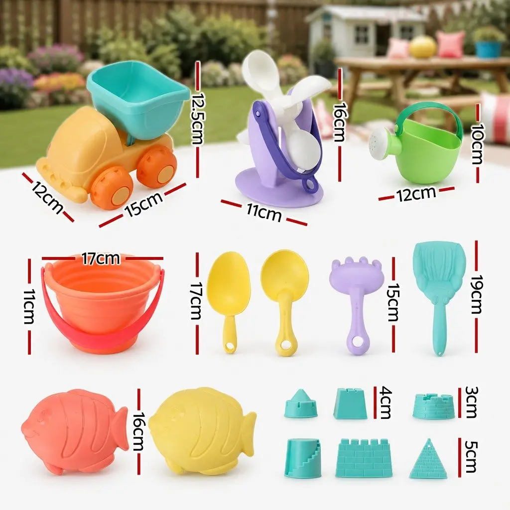 Kids Sand and Water Table Play Set with Beach Truck Windmill Bucket Shovel 16pc