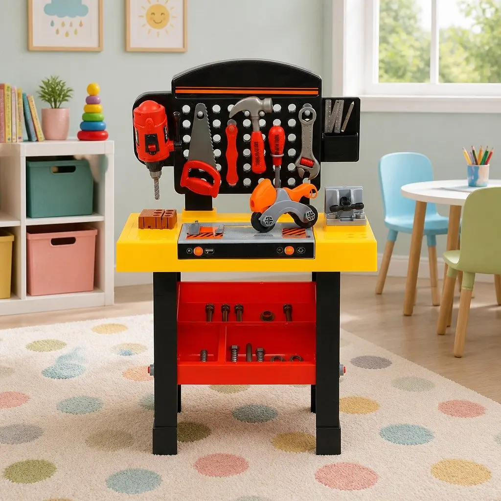 Kids Pretend Play Workbench Tool Set 54 Piece DIY Role Play Toys Red
