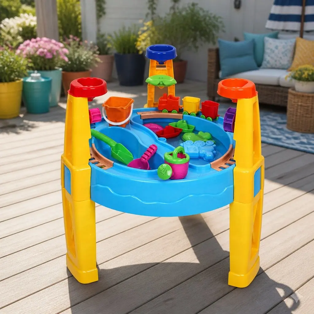Sand and Water Table Play Set for Kids Outdoor Use with Umbrella 26 Piece
