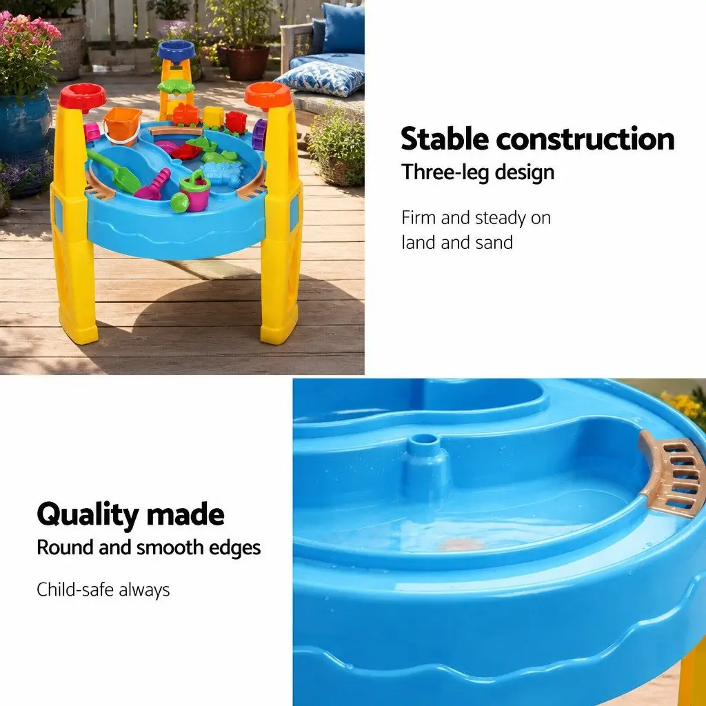 Sand and Water Table Play Set for Kids Outdoor Use with Umbrella 26 Piece