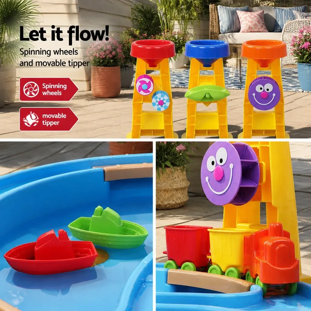 Sand and Water Table Play Set for Kids Outdoor Use with Umbrella 26 Piece