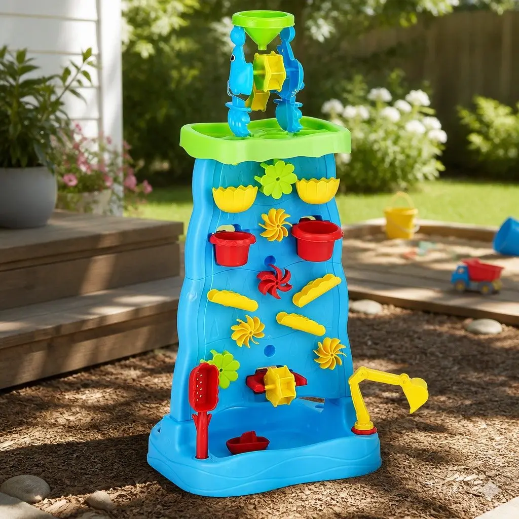 Kids Sand and Water Table Waterfall Sandpit Outdoor Play Set Beach Shovel Toys