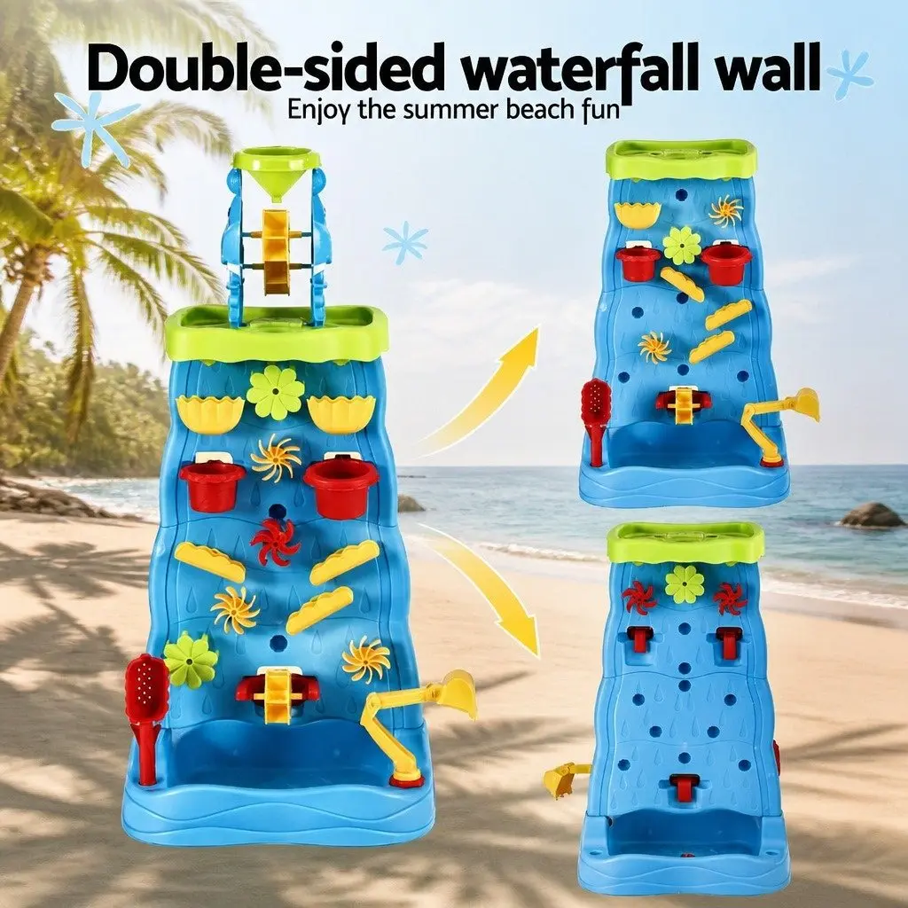 Kids Sand and Water Table Waterfall Sandpit Outdoor Play Set Beach Shovel Toys