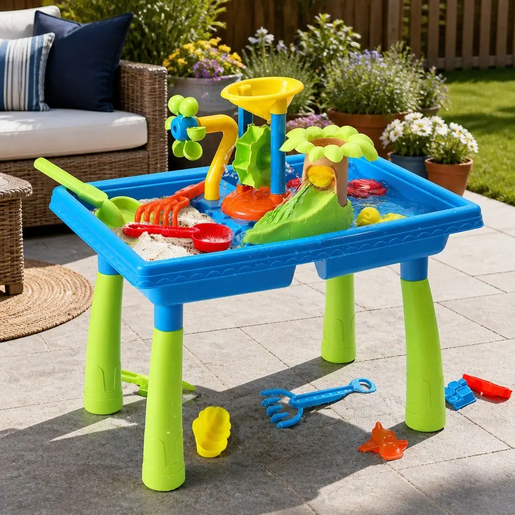 Kids Sand and Water Table Windmill Shovel Outdoor Sandpit Beach Play Toys Set