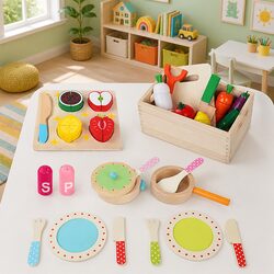 29-Piece Kids Wooden Kitchen Play Set Specifications