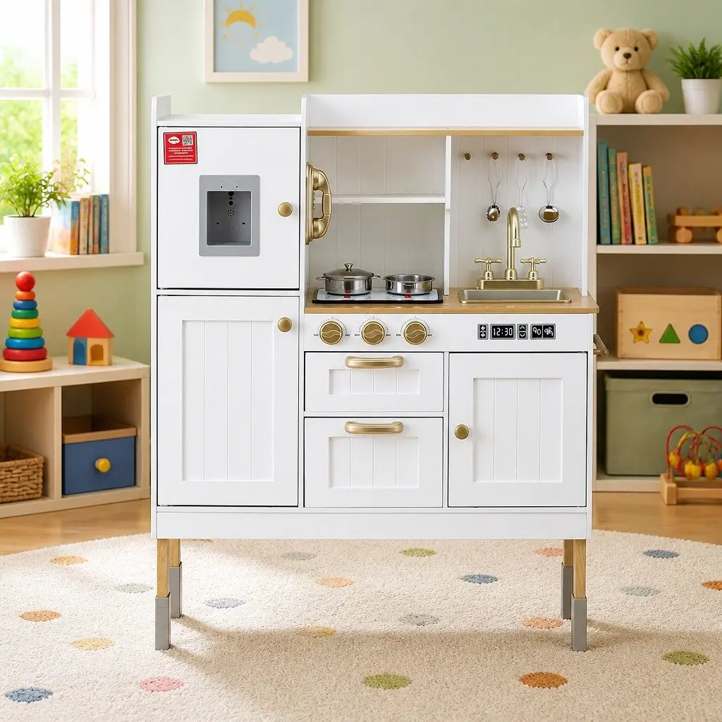 Wooden Kitchen Play Set for Kids Pretend Play 81cm x 29cm x 101cm
