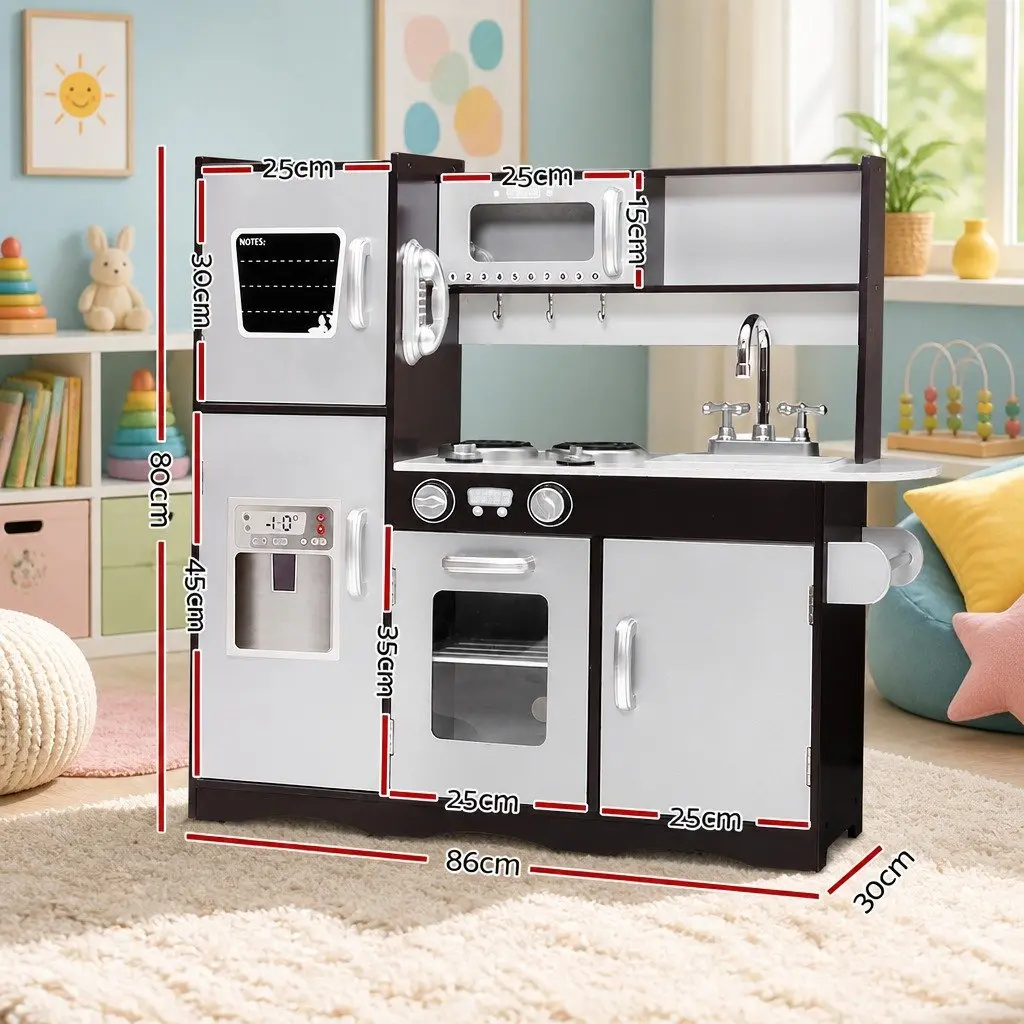 Wooden Kitchen Play Set for Kids Pretend Cooking Toys 86cm x 30cm x 80cm
