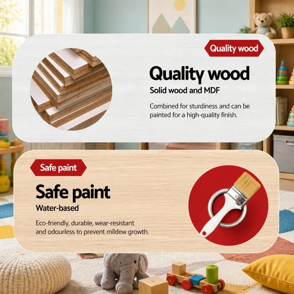 Wooden Kitchen Play Set for Kids Pretend Cooking Toys 86cm x 30cm x 80cm