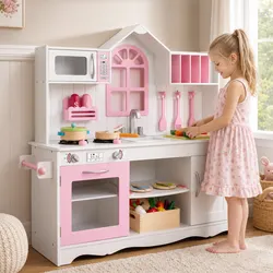 Wooden Kids Kitchen Dimensions: 108cm W x 100cm H x 29cm D