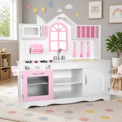Kids Wooden Kitchen Play Set - Dimensions 108 x 100 x 29cm