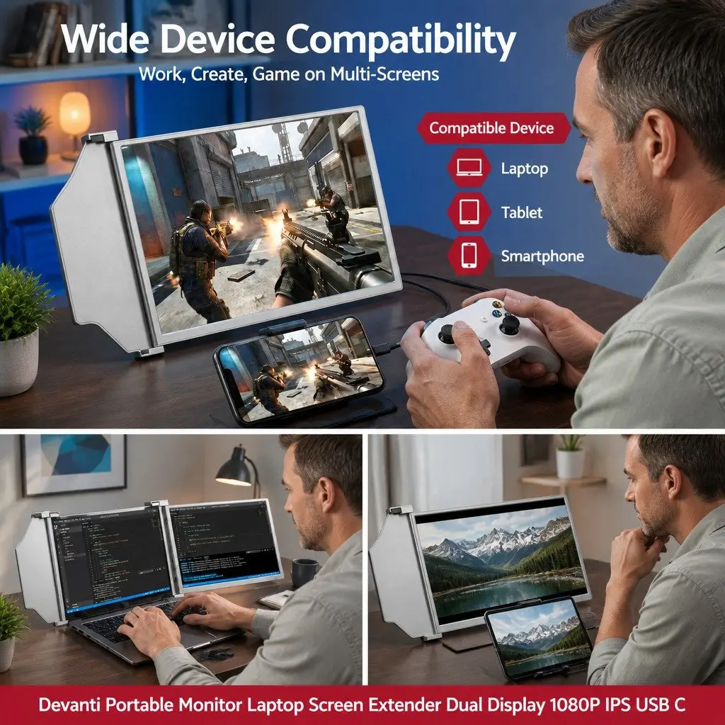 14 Inch Portable Laptop Screen Extender 1080P IPS