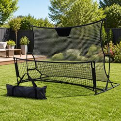 Portable Soccer Rebounder Net 1.8m Football Training Goal Black Lightweight