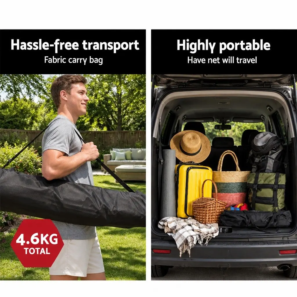 Portable Soccer Rebounder Net 1.8m Football Training Goal Black Lightweight