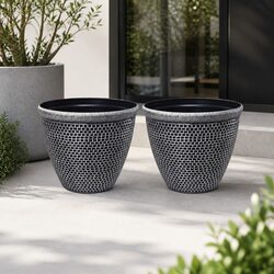 Plastic Plant Pots 30cm Outdoor Garden Planter Set 2 Pcs Drainage Holes
