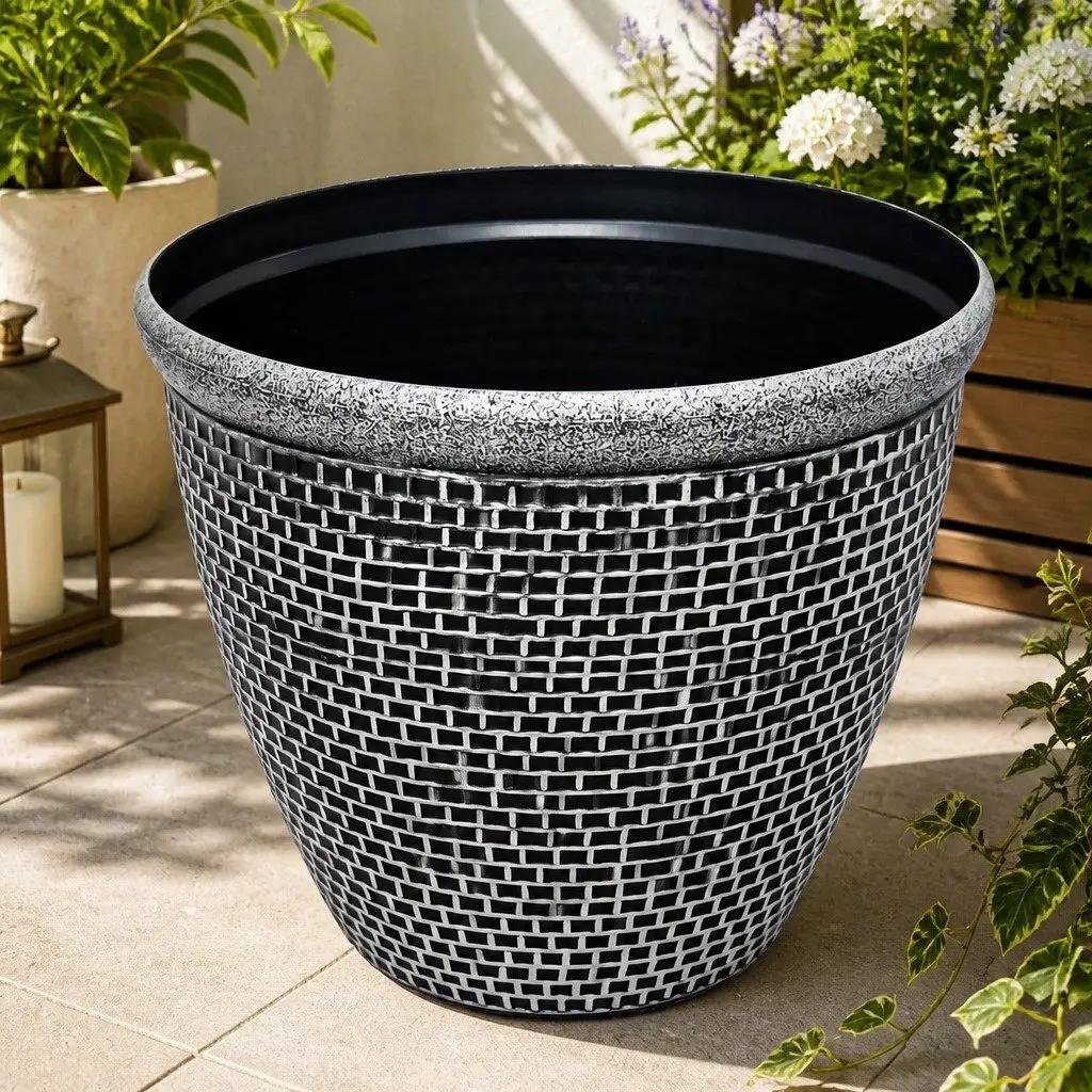 Plastic Plant Pots Outdoor Garden 30cm Set 2 Pcs