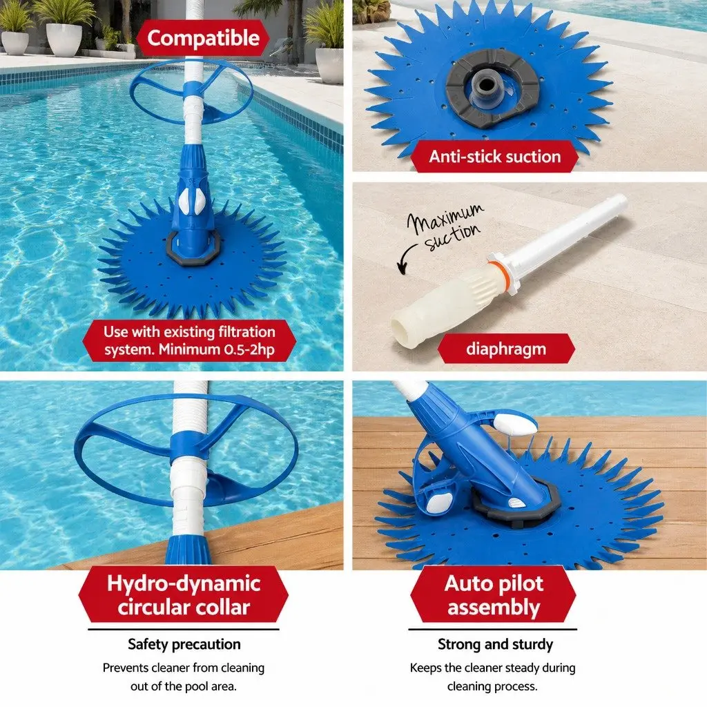 Automatic Swimming Pool Cleaner Vacuum Floor Wall Climb 10M Hose Blue
