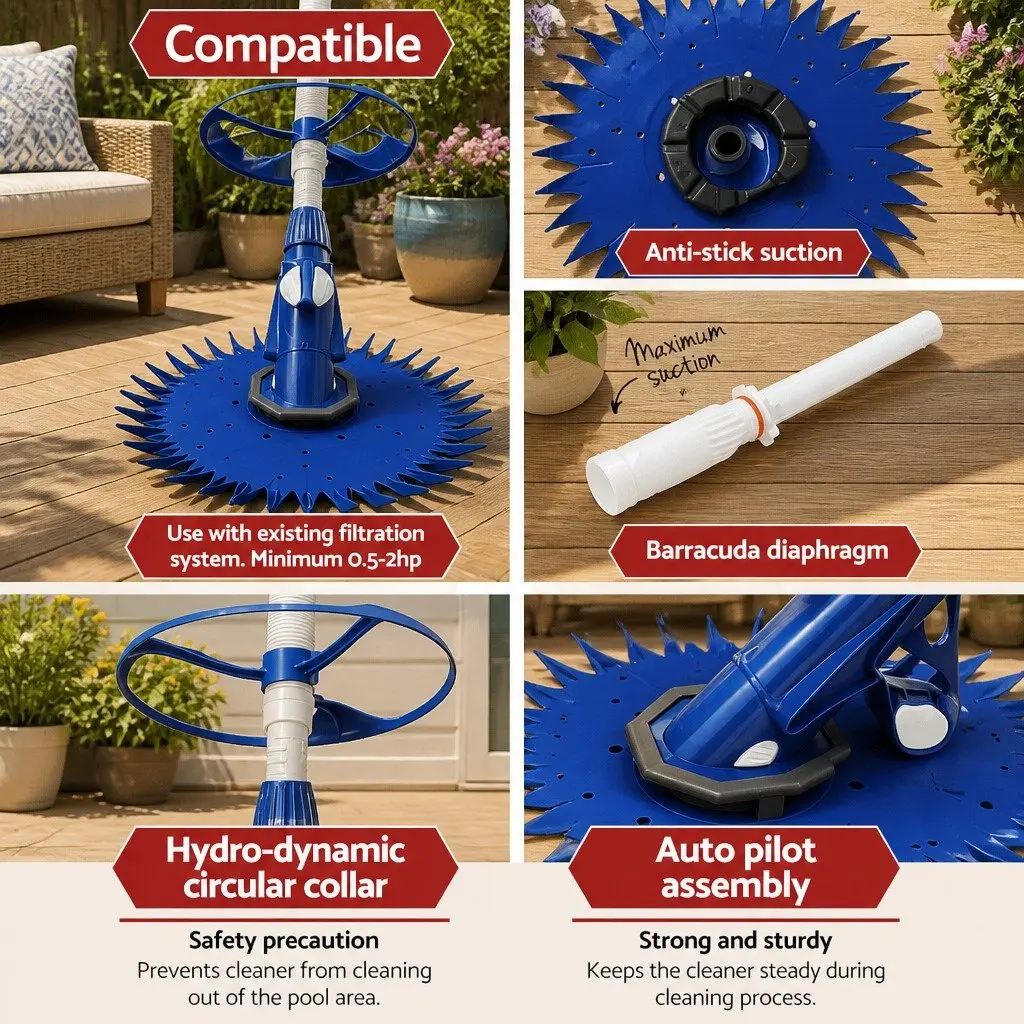 Automatic Pool Cleaner Vacuum Floor Wall Climb Swimming 10M Hose Above Ground