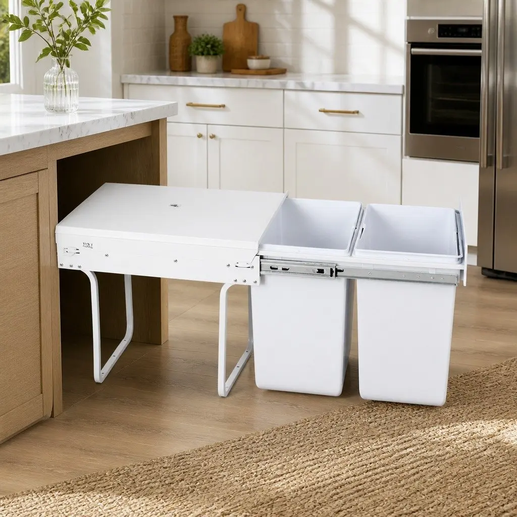 Under-Bench 20L Double Basket Pull Out Bin