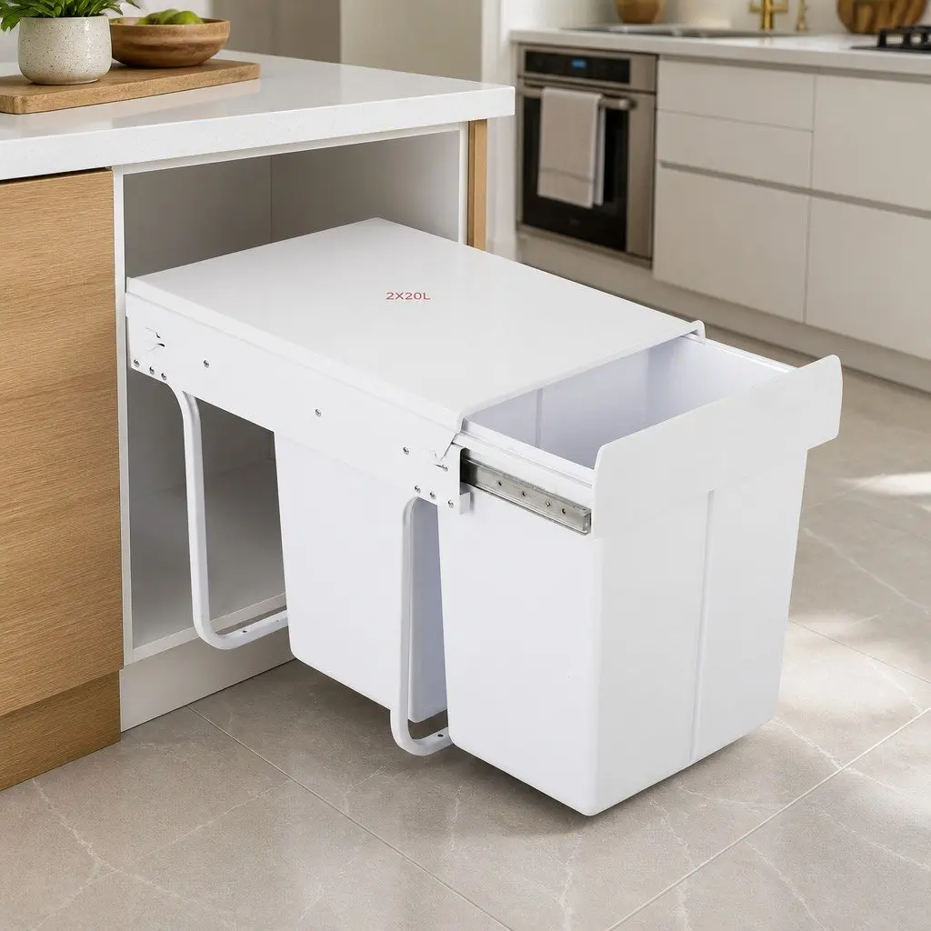 Under-Bench 20L Double Basket Pull Out Bin