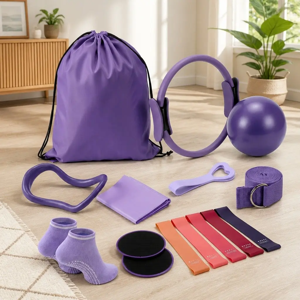 15-Piece Pilates and Yoga Equipment Set with Carry Bag