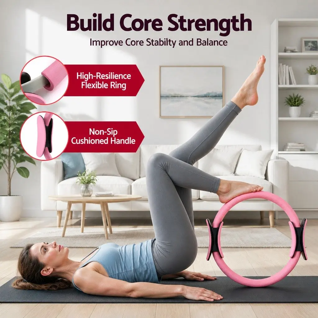 Pilates Ring Set 15 Pieces Home Workout Kit with Yoga Ball Resistance Bands