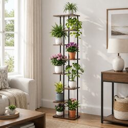 8-Tier Plant Stand Metal Flower Shelf Indoor Outdoor Garden Display Organiser