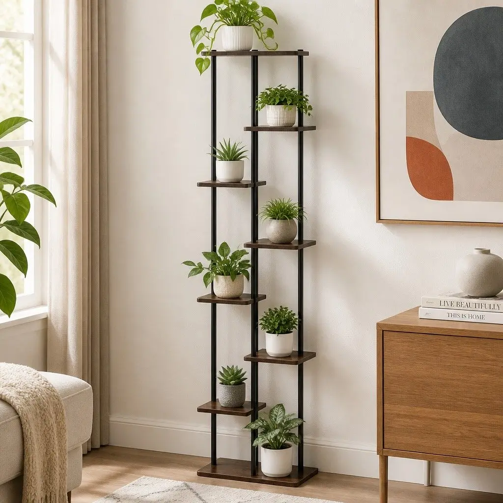 8-Tier Plant Stand Indoor Outdoor Metal Flower Shelf Vertical Organiser